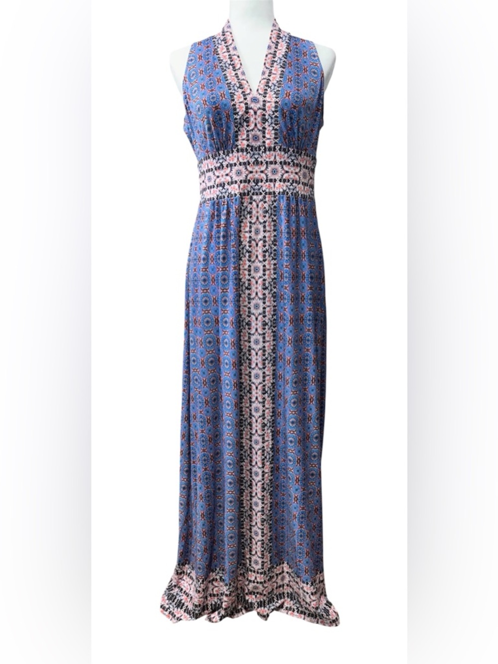 Wisp Ella Jersey Maxi Dress Sz 6 Blue Boho Hippie Sleeveless NWT